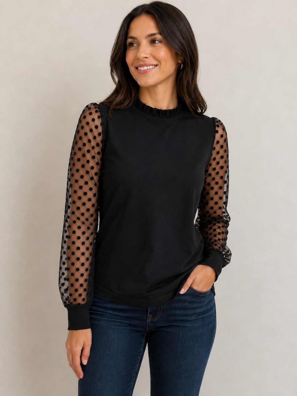 NWT Blooming Jelly black sheer sleeve size M